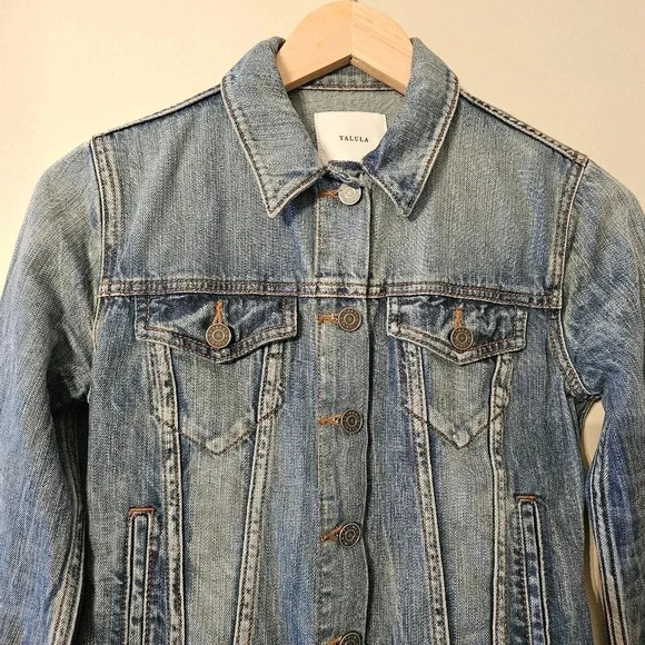 Aritzia Talula Edo Denim Cropped Jean Jacket Wash Size XS. - Picture 5 of 15